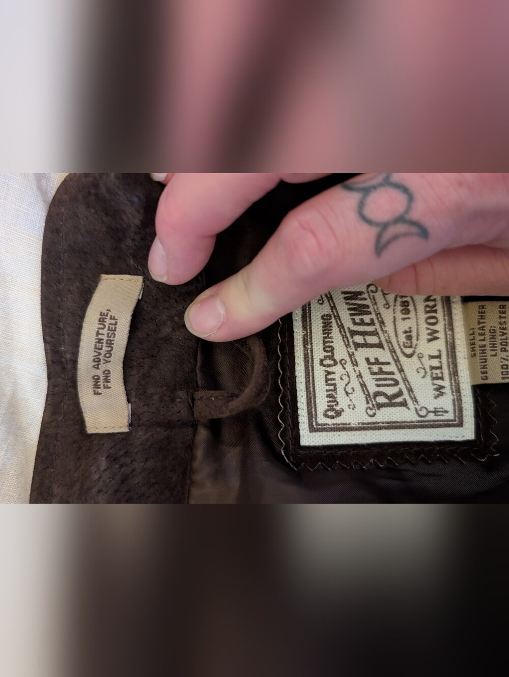 Ruff Hewn Dark Brown Suede Zip Jacket - Picture 6 of 6
